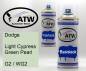 Preview: Dodge, Light Cypress Green Pearl, G2 / WG2: 400ml Sprühdose + 400ml Klarlack - Set, von ATW Autoteile West.